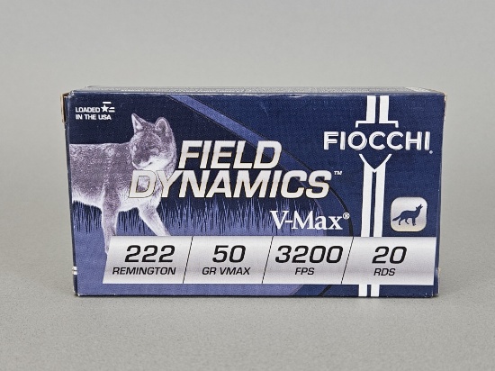 20rd Fiocchi Field Dynamics 222 Remington Ammo