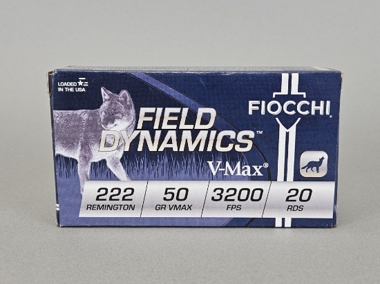 20rd Fiocchi Field Dynamics 222 Remington Ammo