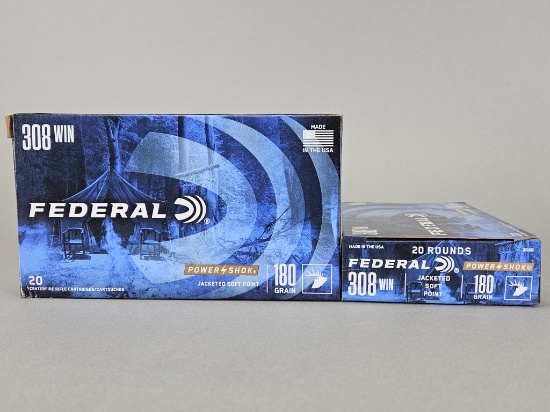 2-20rd Federal Power Shok 308 WIN JSP Ammo