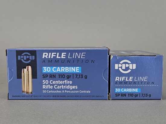 2-50rd PPU Rifle Line 30 Carbine SP RN Ammo