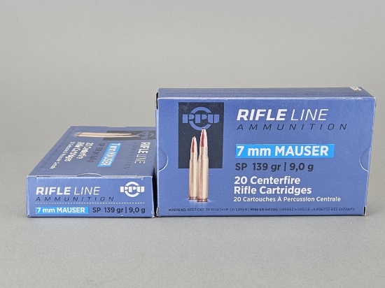 2-20rd PPU Rifle Line 7mm Mauser SP Ammo