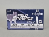 20rd Fiocchi Field Dynamics 222 Remington Ammo