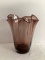 Purple Ruffled Edge Glass Vase