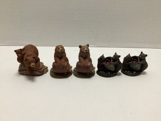Five Tim Wolfe Bear Sculptures