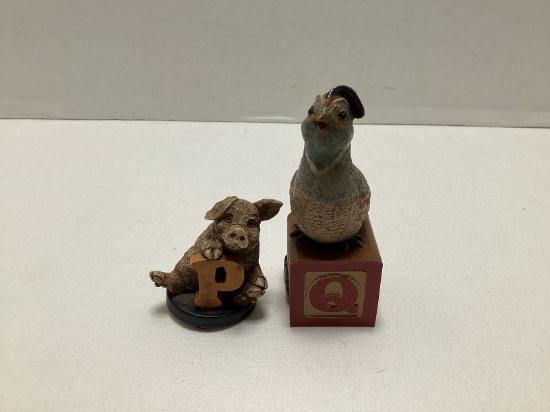 Two Tim Wolfe Alphabet Animal Sculptures