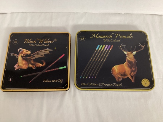 Two Black Widow Wax Colored Pencil Sets