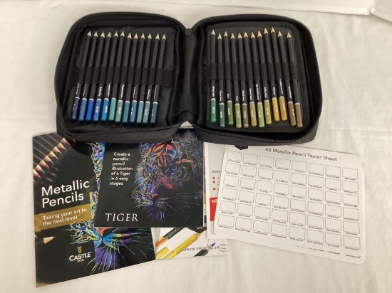 Castle Arts Metallic Colored Pencil Set in Carry Case
