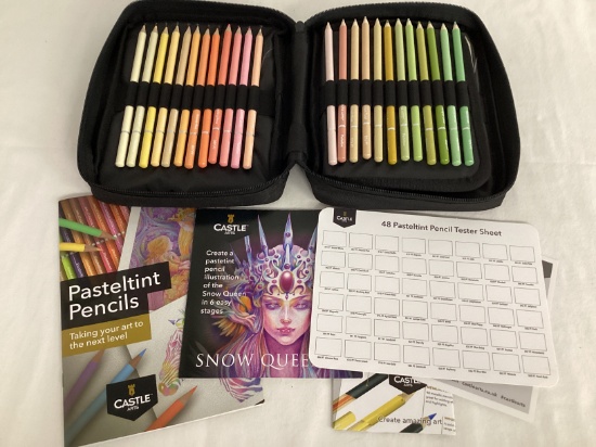 Castle Arts Pastel Tint Colored Pencil Set in Carry Case