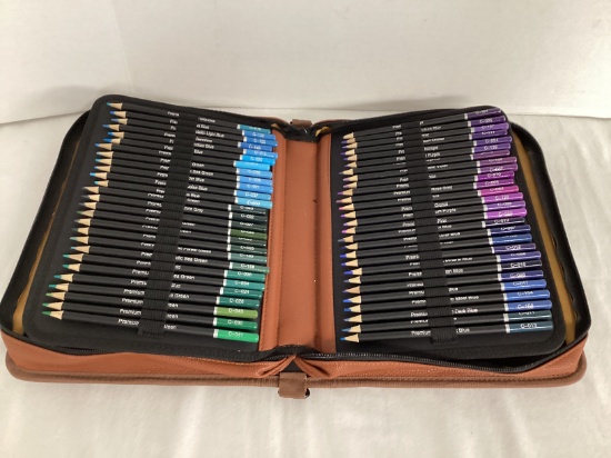 Premium Colored Pencil Set in Faux Leather Carry Case