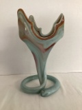 Hand Blown Blue and Red Art Glass Vase