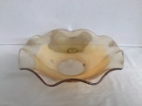 Marigold Iridescent Ruffled Edge Serving Bowl