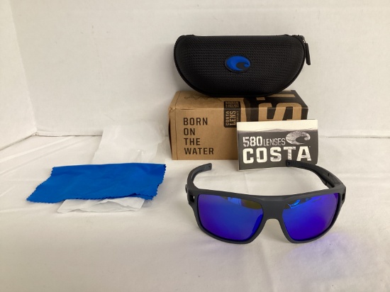 New Costa Diego Matte Gray Sunglasses with Mirrored Blue Lenses