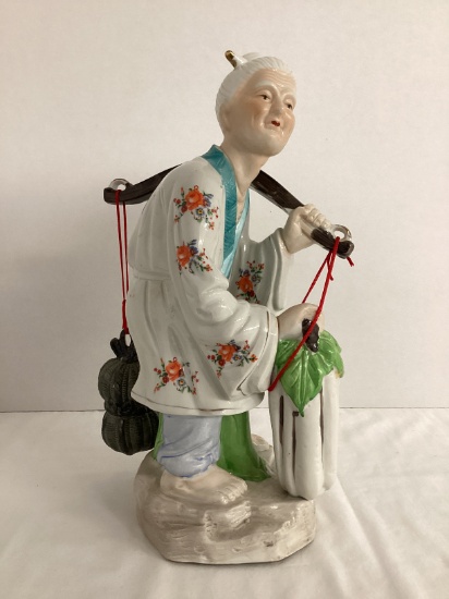 Large Porcelain Chinese Vegetable Vendor Statue