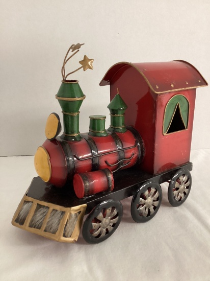 Tin Painted Christmas Tree Locomotive