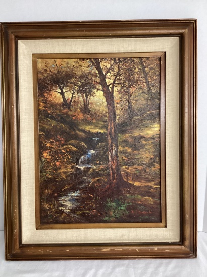 Forest Stream Painting on Canvas Board