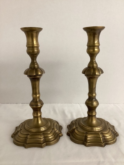 Pair of 11 1/4" Tall Brass Candlesticks