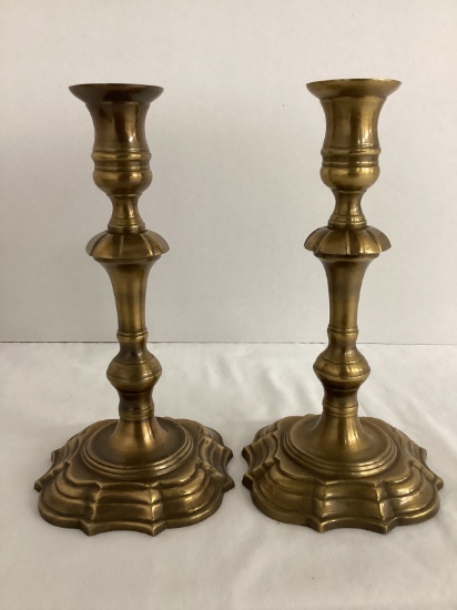 Pair of 9" Tall Brass Candlesticks