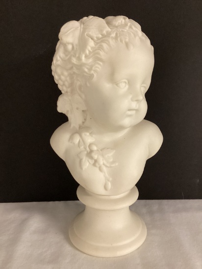 Matte Finish Porcelain Child with Ivy Bust