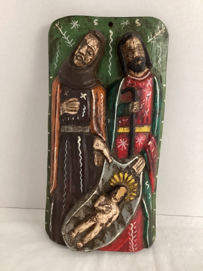 Carved Wood Holy Family Wall Plaque