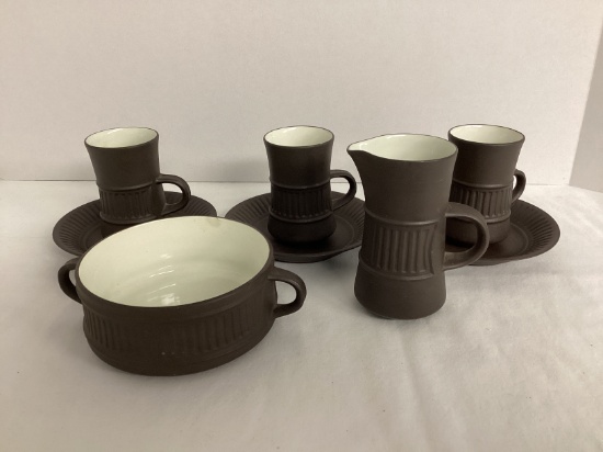 Dansk Flamestone Brown Plates, Bowl, Cups, and More