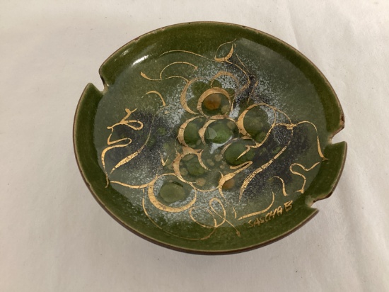 Sasha Brastoff Enamel on Copper Footed Ashtray