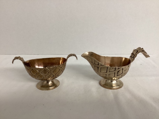 Metal Creamer and Sugar
