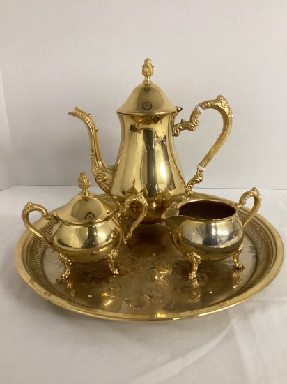 24K Gold Plated Four Piece Tea/Coffee Set
