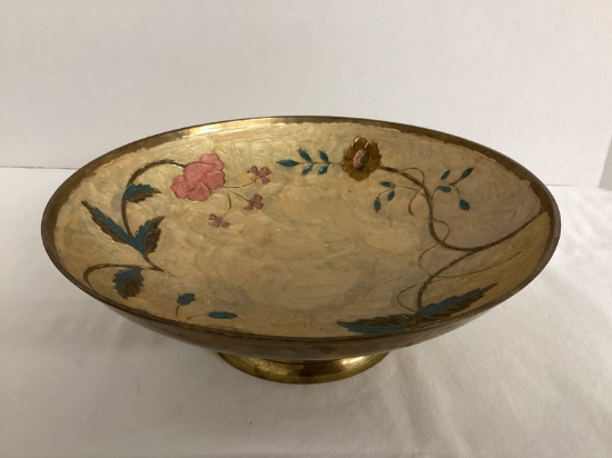 Enameled Brass Pedestal Bowl