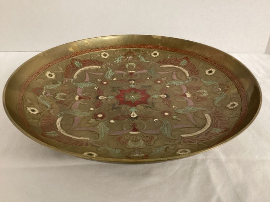 Enameled Brass Pedestal Bowl