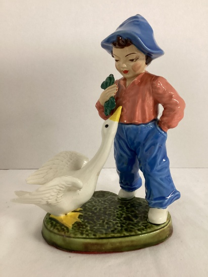 Girl and Goose Ceramic Figure