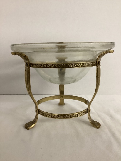 Glass Bowl with Brass Stand