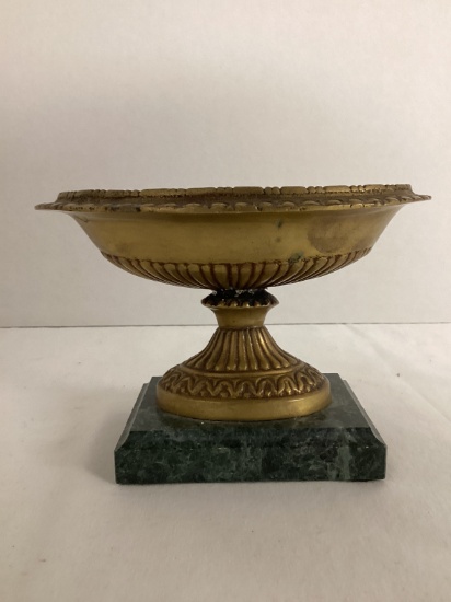 Brass Compote on Marble Base