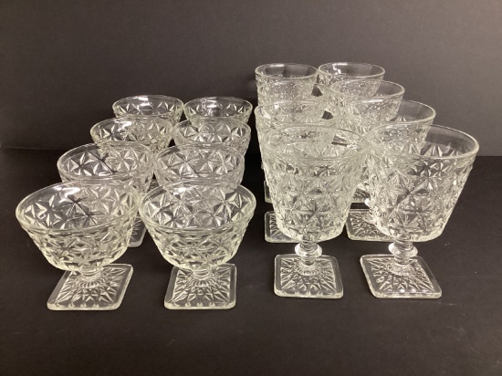 16 Pieces Imperial Glass Mt Vernon Water Goblets and Sherbets