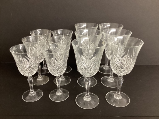 12 Pieces of Crystal D'Arques Wine Glasses and Water Goblets