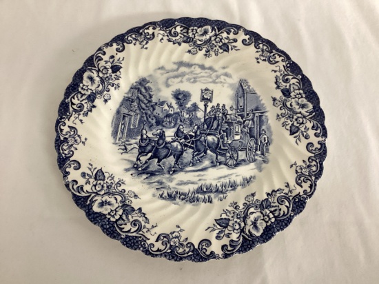 Johnson Brothers Coaching Scenes Blue and White Plate