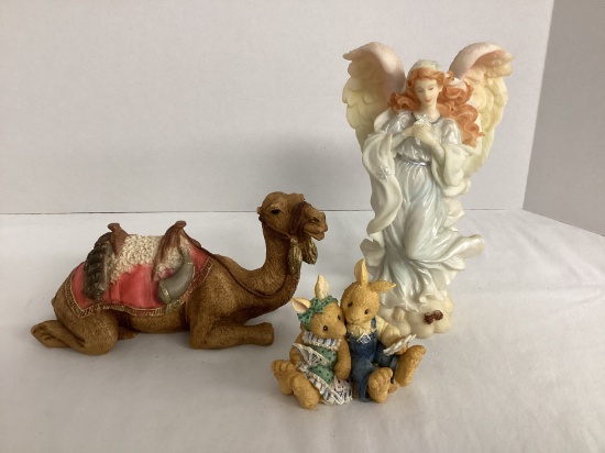Camel, Rabbits, and Angel Resin Figures