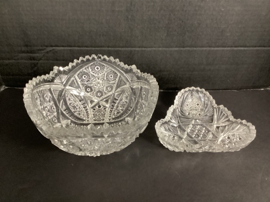 Crystal Bowl and Triangle Dish