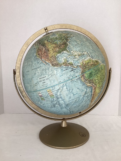 Vintage Replogle Land and Sea 12" Diameter Globe with Relief