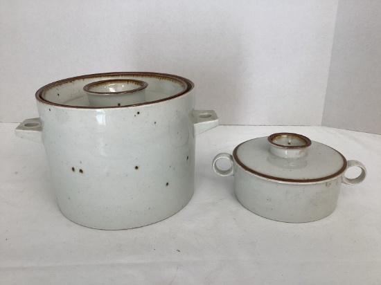 Two Dansk Brown Mist Ceramic Pots with Handles