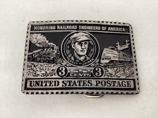 Dory Solid Pewter United States Postage Railroad Engineer Stamp Belt Buckle