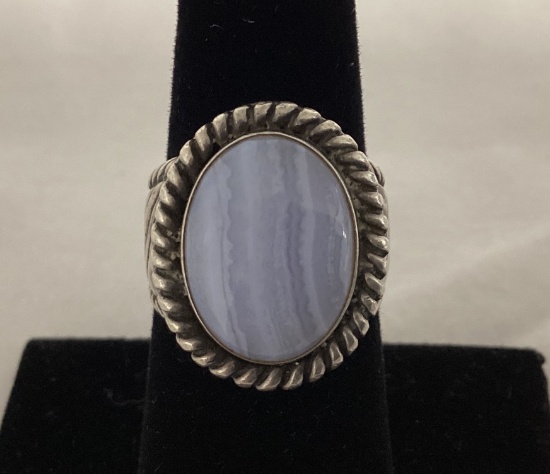 Carolyn Pollack Sterling and Blue Lace Agate Ring