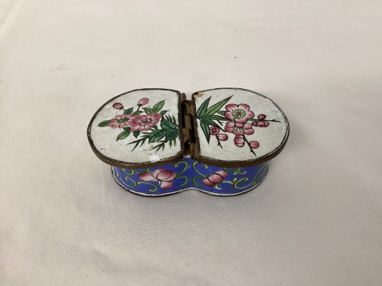Pygmalion Enameled Metal Trinket Box with Hinged Lids