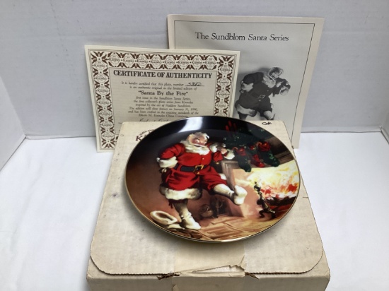 Knowles "Santa by the Fire" Haddon Sundblom Santa Series Decorative Plate with Box and COA