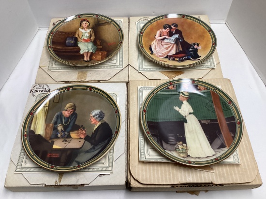 Four Knowles Norman Rockwell's American Dream Decorative Plates with Boxes