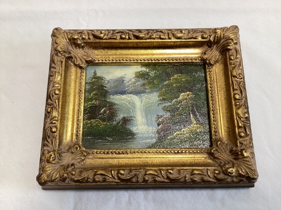 Small Oil Painting in Gold Frame