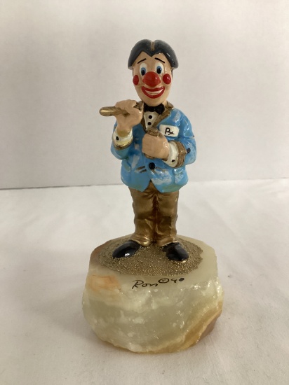 Limited Edition Ron Lee "The Pharmacist" Metal Clown Sculpture on Stone Base