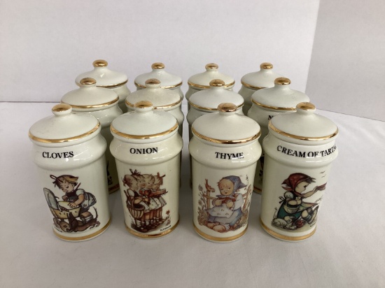 12 Danbury Mint Hummel Spice Jars