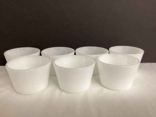 Seven Vintage Glasbake Custard Bowls