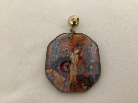 Hand Made Signed Art Glass Pendant with 23K Gold Leaf