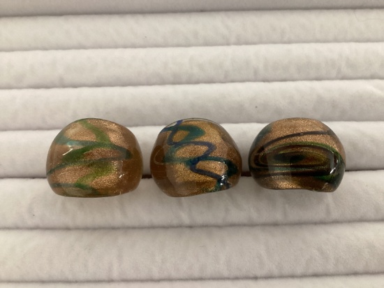 Three Art Glass Rings